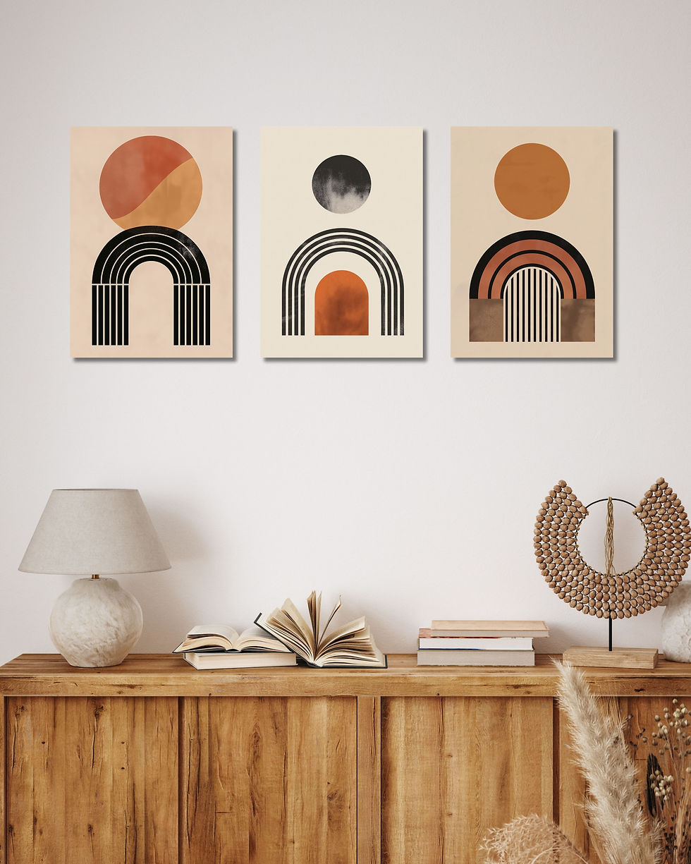 Bold Minimal Orange Abstract Combo Set of 3 – Modern Canvas Wall Art