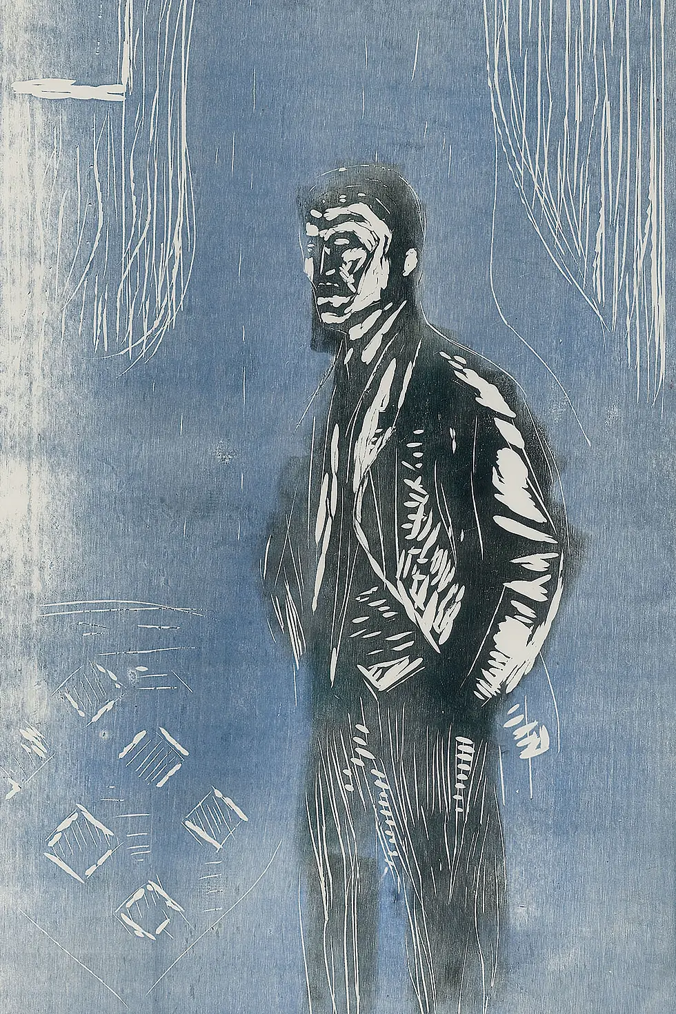 Thumbnail: Self-Portrait in Moonlight (1904–1906) Expressionist Wall Art Print