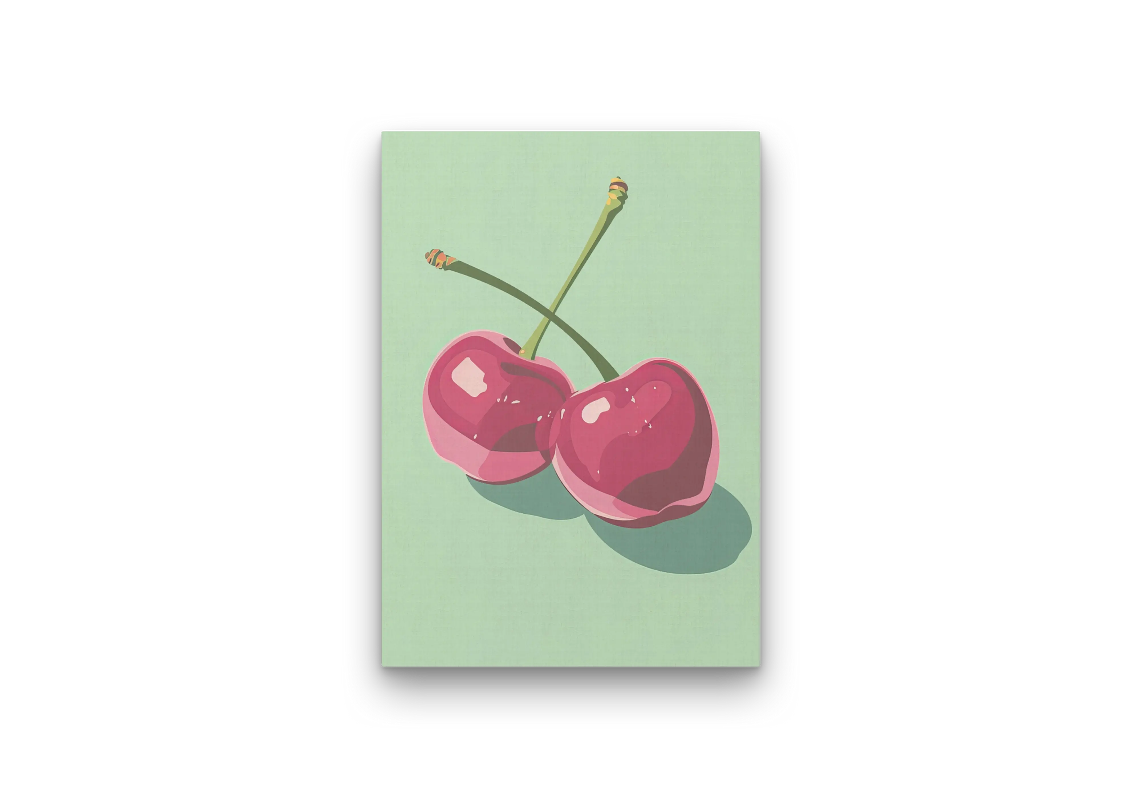 Minimal Cherry Illustration Wall Art Canvas Print for Modern Décor