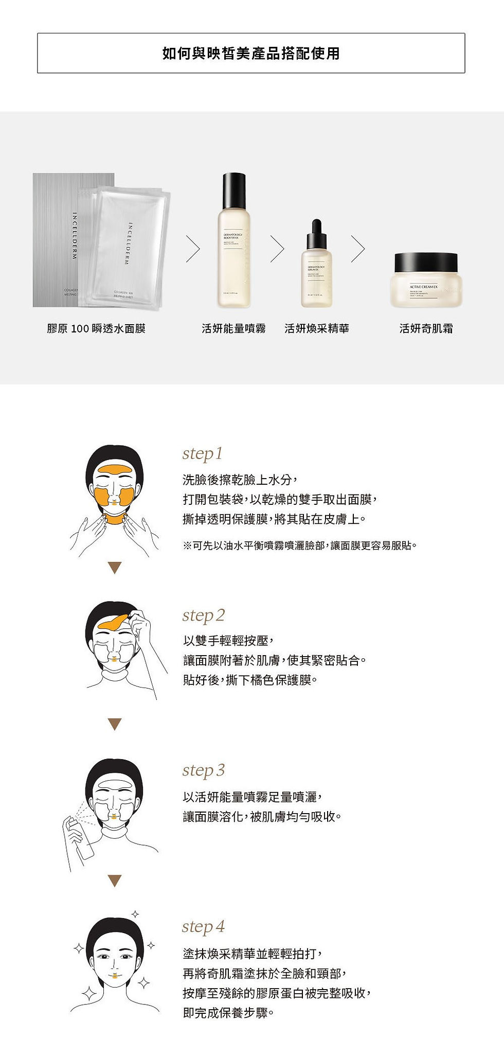 Thumbnail: (舊包裝)INCELLDERM 膠原 100 瞬透水面膜 (OLD) COLLAGEN 100 MELTING MASK
