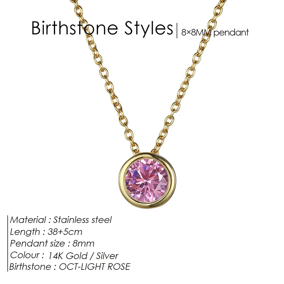 縮圖：eManco 經典不鏽鋼項鍊12 顆誕生石奢華珠寶 Stainless Steel Necklace, 12 Birthstone Luxury Jewelry