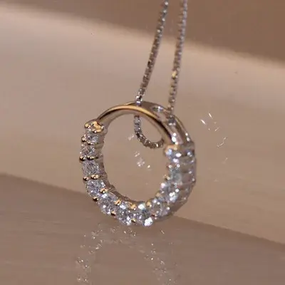 Zircon Crystal Circle 925 Sterling Silver
