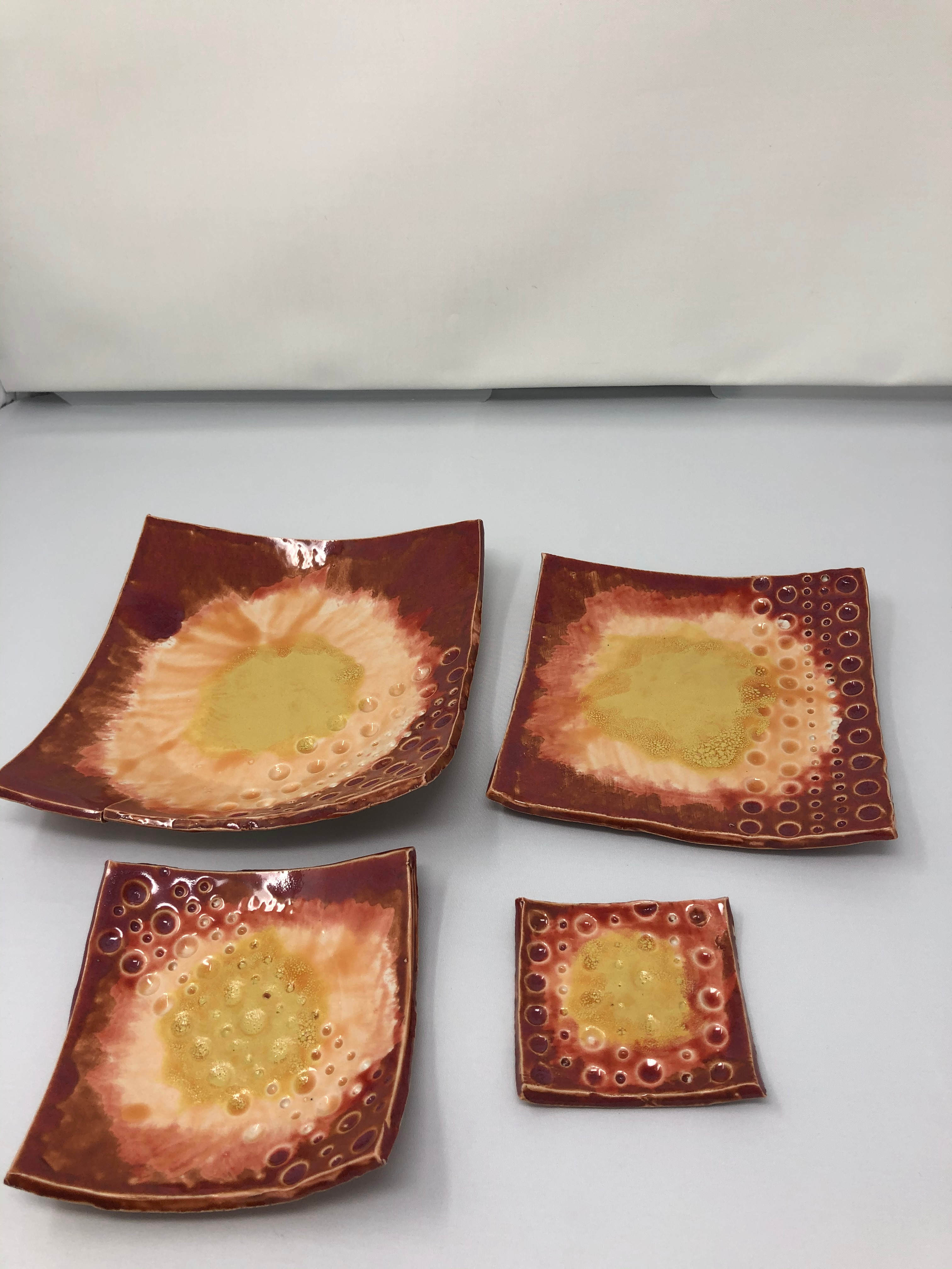 Square Side Dishes Maroon