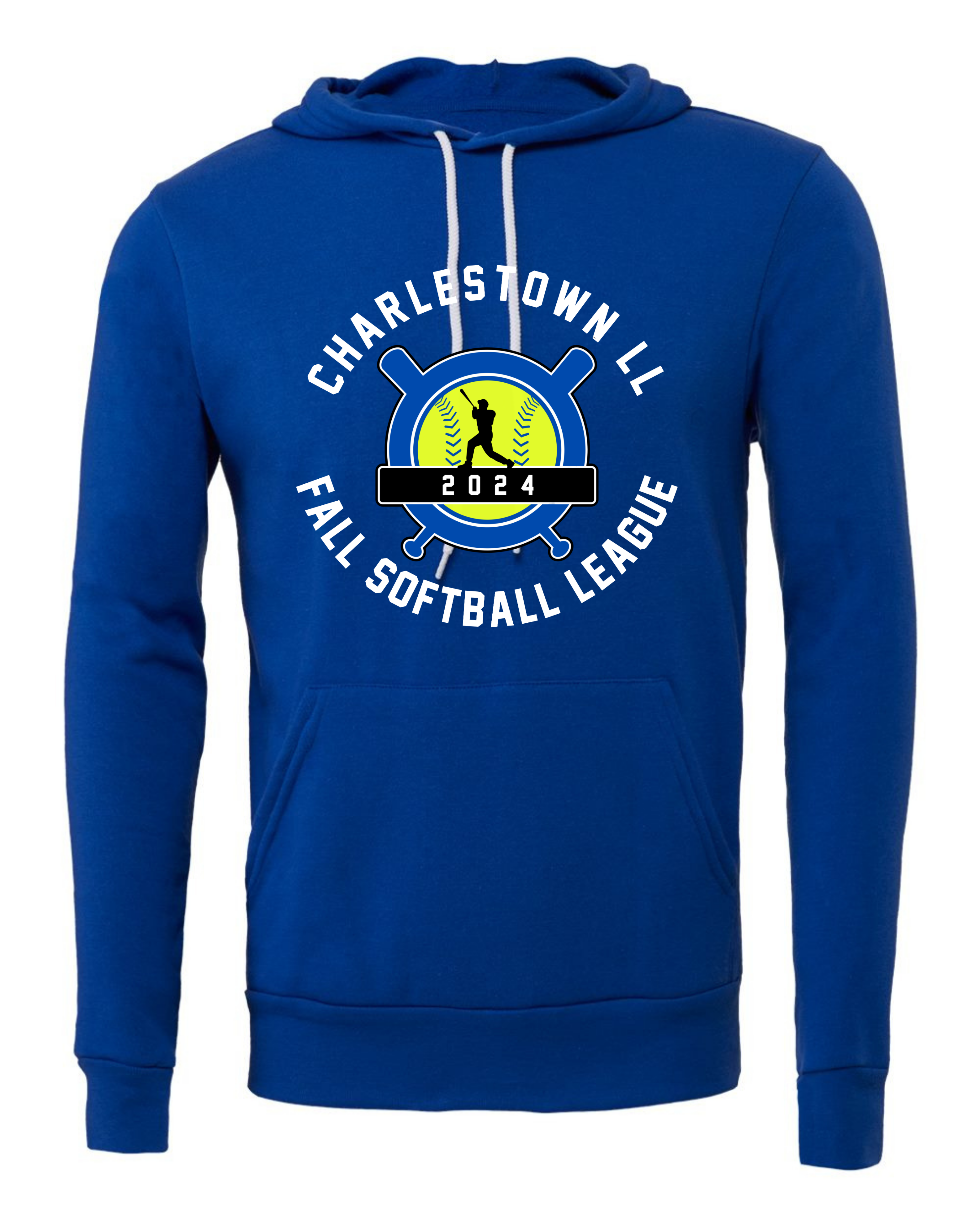 "Charlestown LL Fall Softball Blue" Adult Hooded Sweatshirt