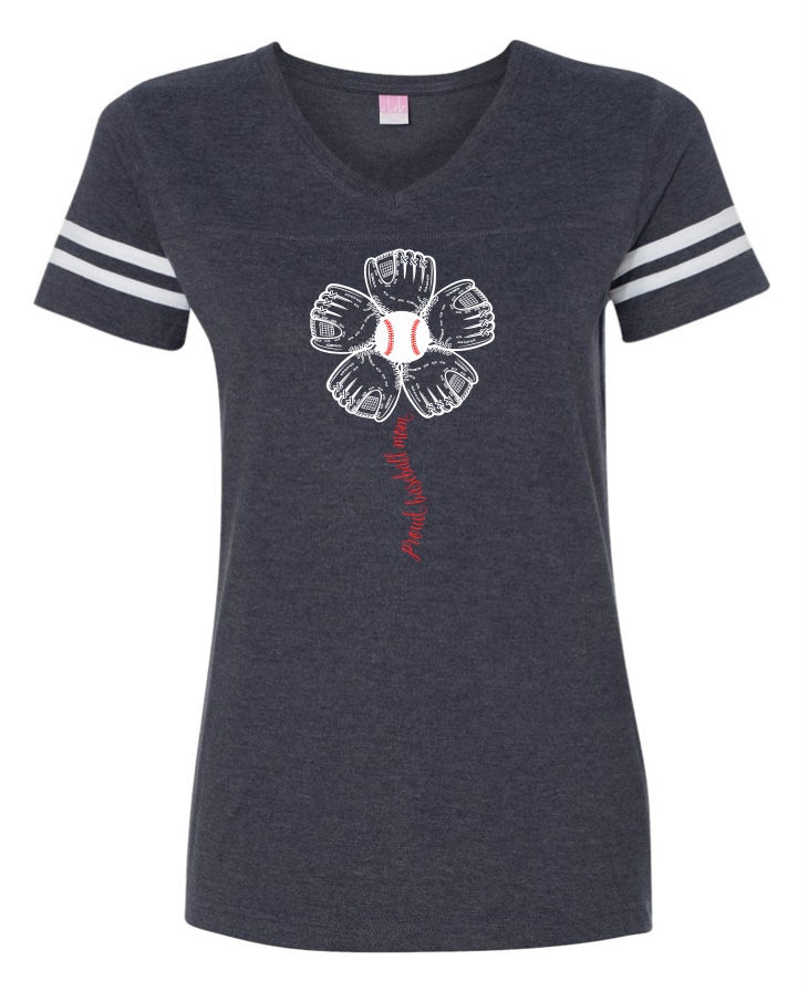 Women's "Baseball Glove Flower" Jersey Tee