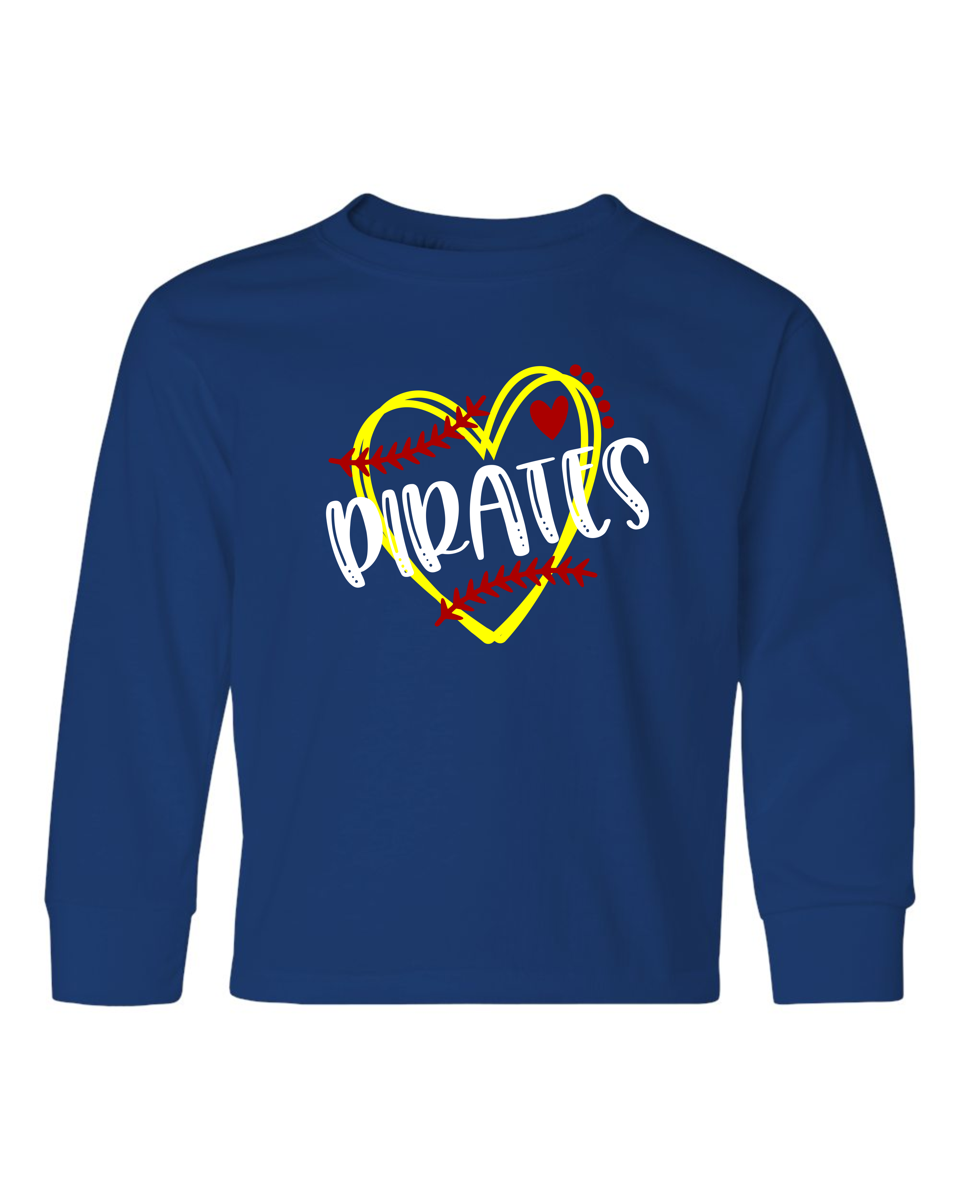"Pirates Softball Heart" Youth Long Sleeve Tee