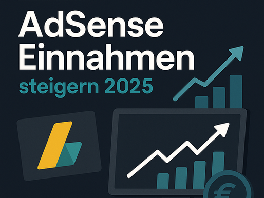 Symbolbild für steigende AdSense Einnahmen 2025 mit modernen Balken- und Liniengrafiken, digitalem Dashboard und dezentem Luftpoet-Branding im Hintergrund.