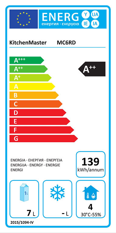 Etykieta Energetyczna chłodziarki do mleka Kitchenmaster model MC6RD