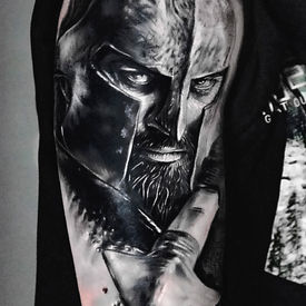 Krieger Tattoo in Black & Grey Realistic