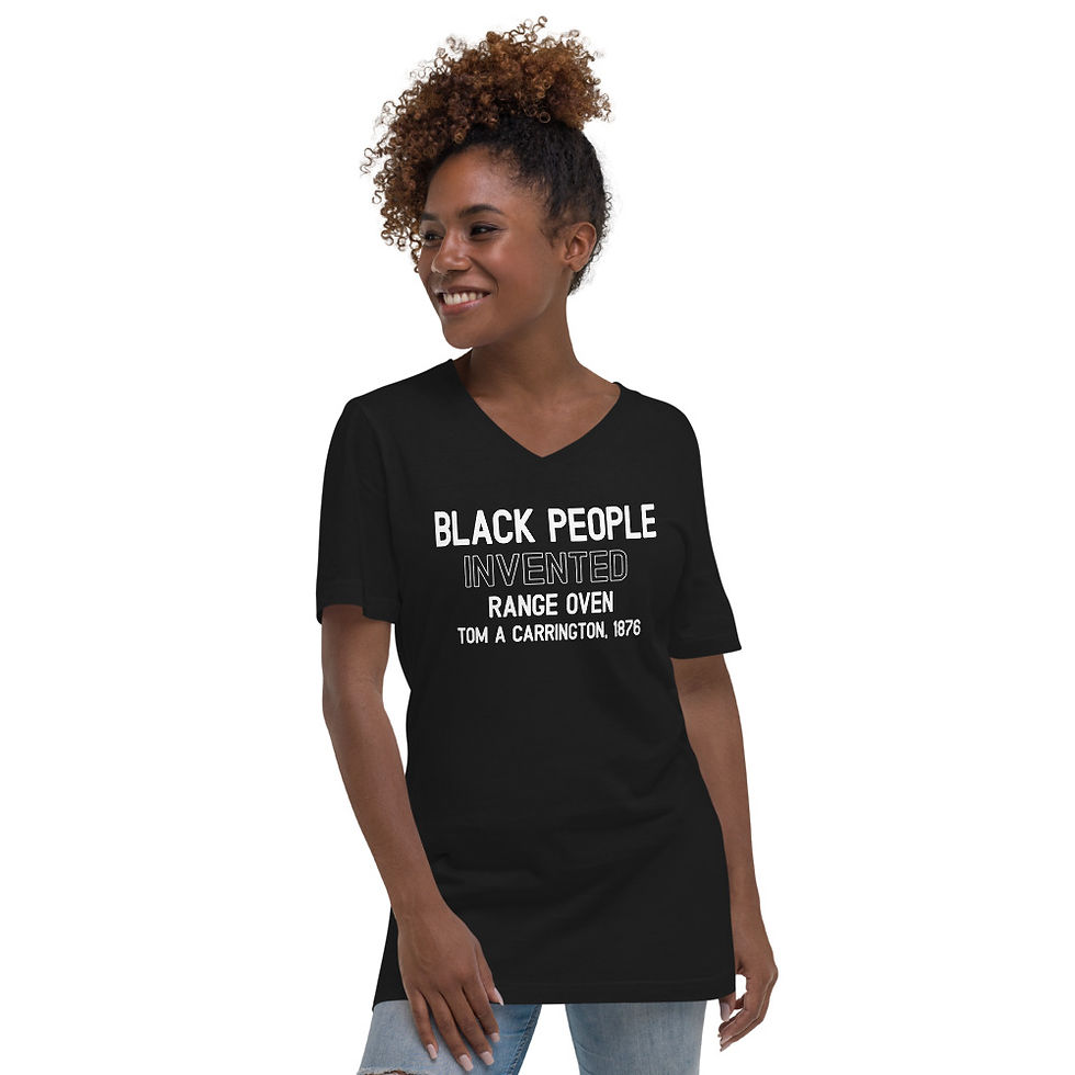 Thumbnail: Black People Invented Range Oven Unisex Short Sleeve V-Neck T-Shirt