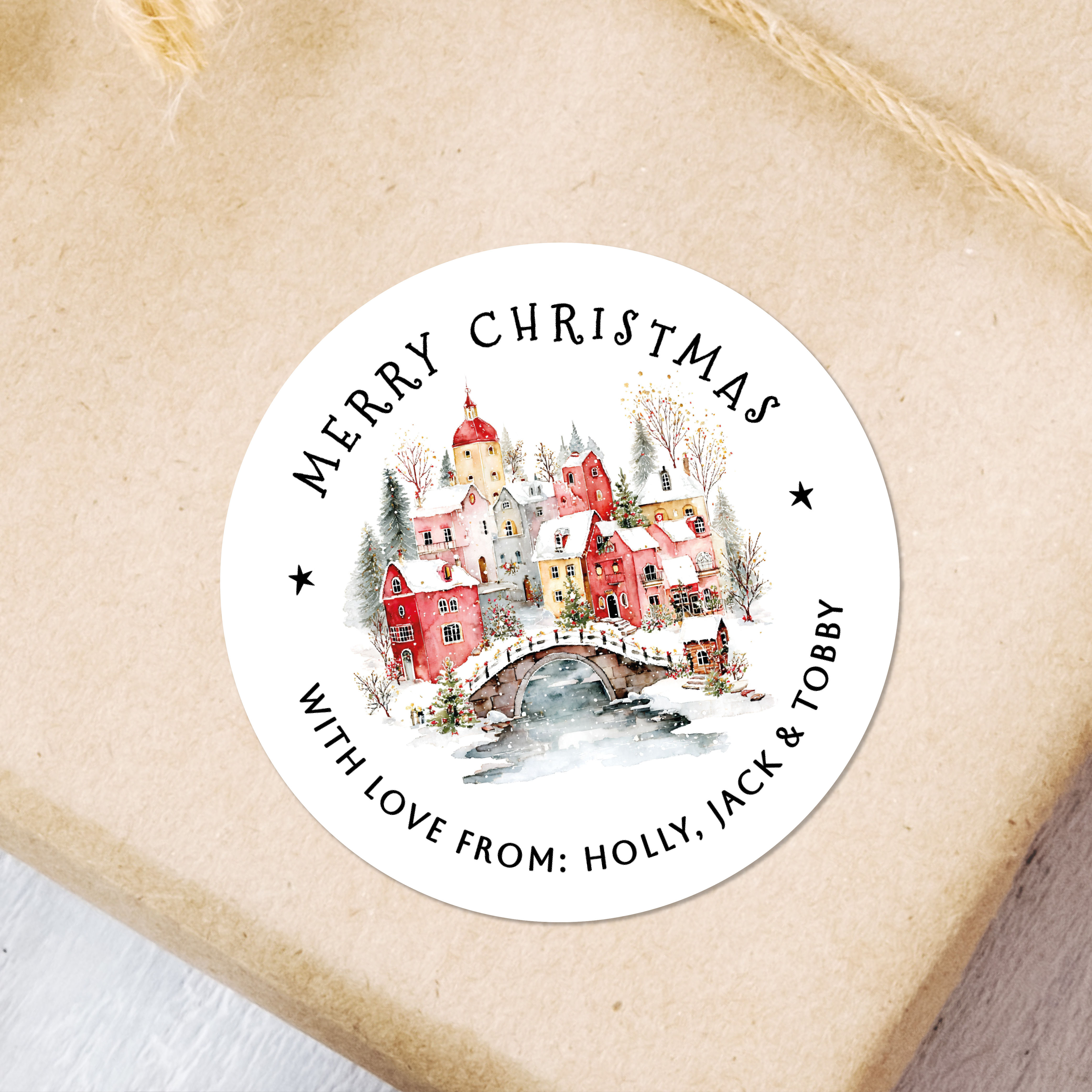 Christmas sticky gift tags with names Happy Holiday stickers per