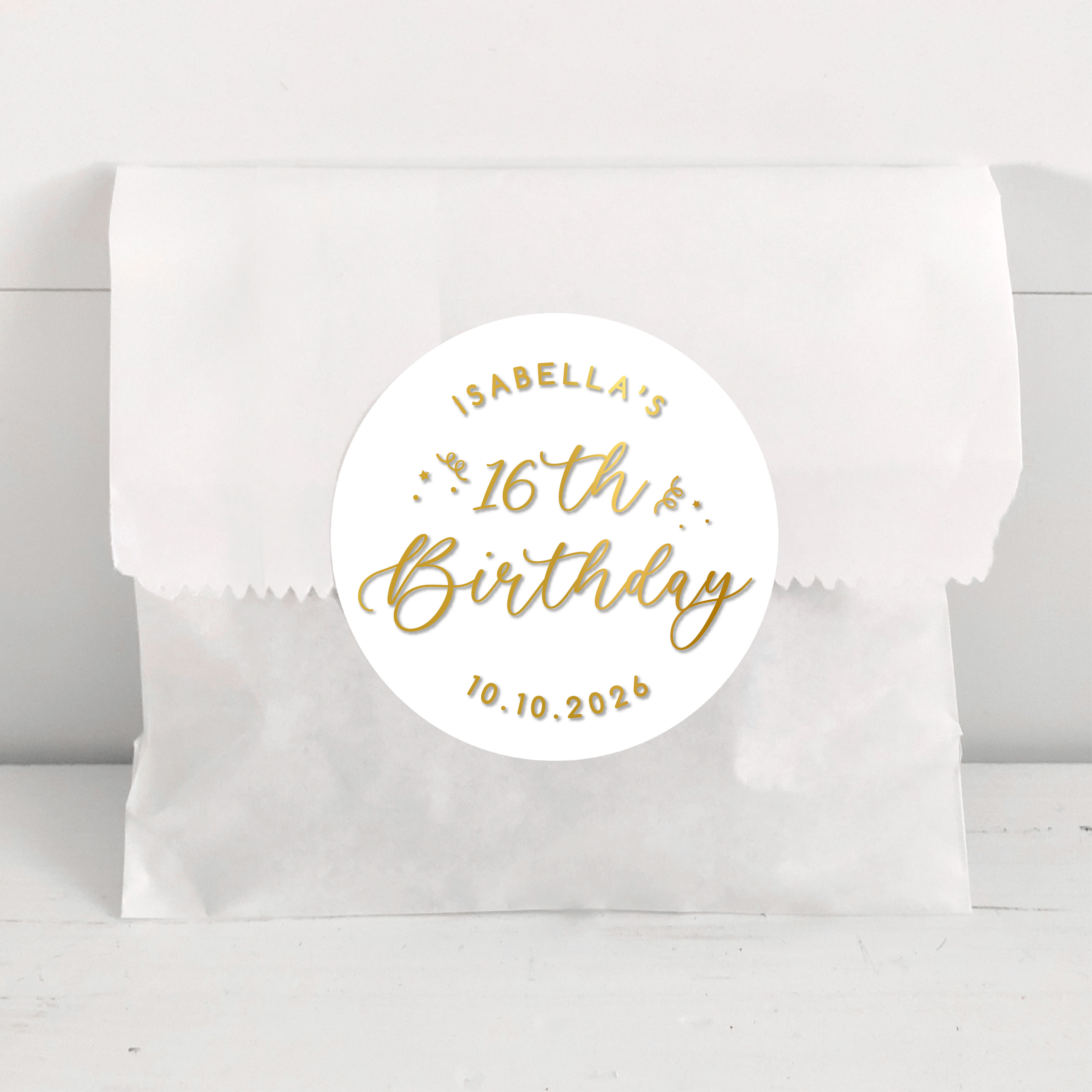 Birthday Gold Foil Labels, Birthday Envelope Seal Stickers, Birthday Labels