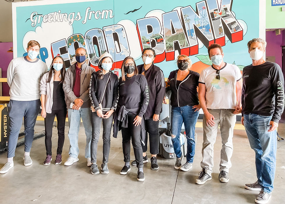 Team volunteering at Food Bank, Greetings from Food Bank mural