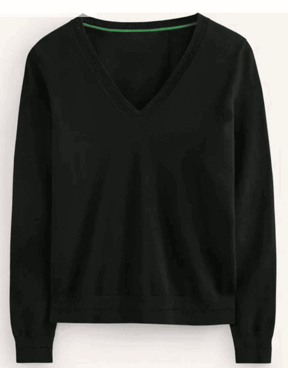 Thumbnail: Boden Catriona Cotton V-Neck Jumper Black K0831 Size XS Brand New A14