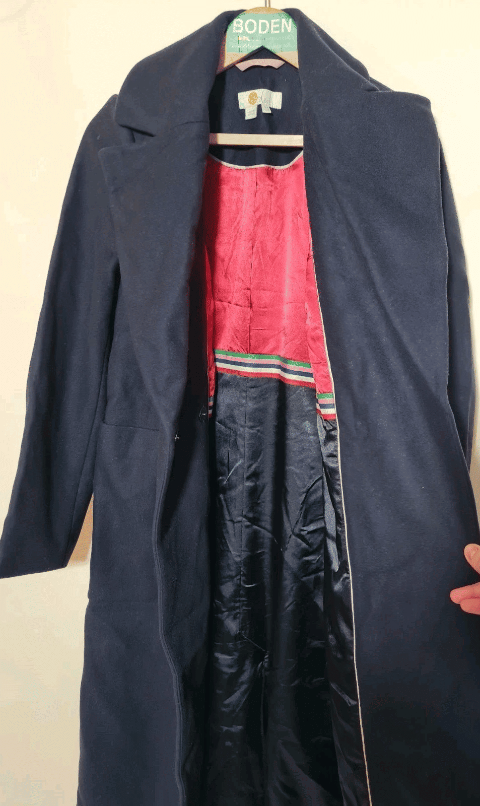 Thumbnail: BODEN Navy Collared Wool Midi Coat Size UK 8 Brand New C1
