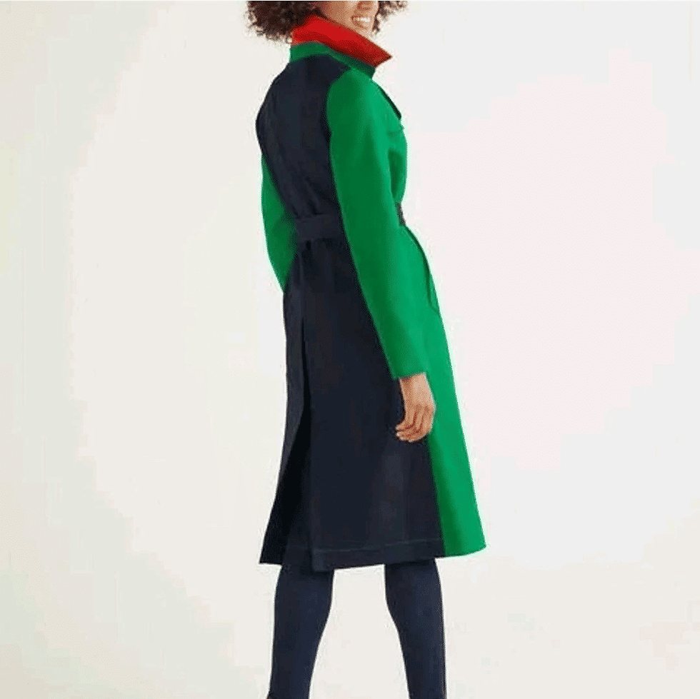 Thumbnail: BODEN FRANKLIN Green/Navy/Belted Trench Coat Size UK 8R Brand New SAMPLE C1