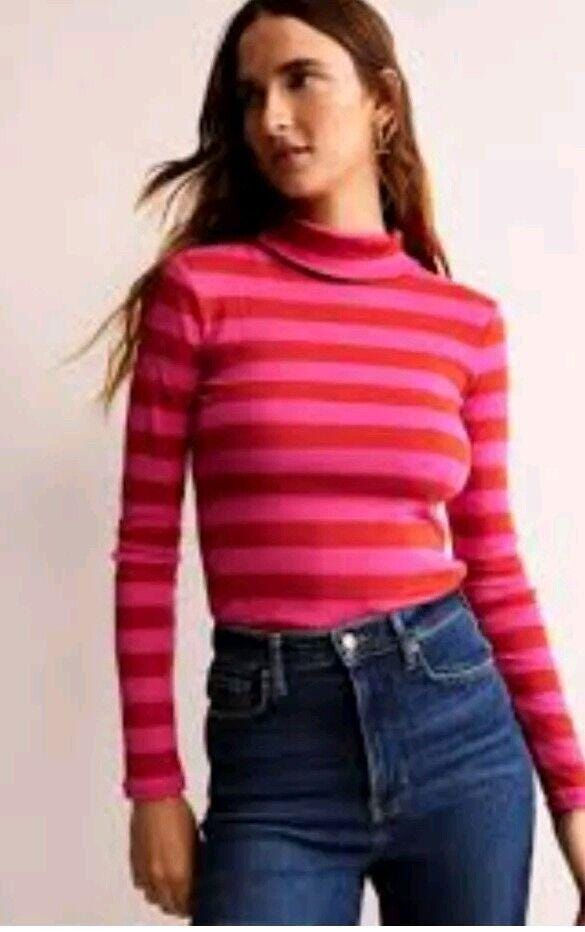 Boden Anna Rib Roll Neck Top Size Uk 6 T1454 Brand New T30
