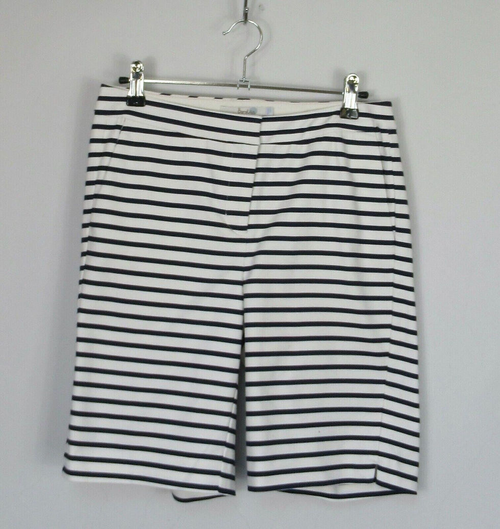 Boden Gorgeous Richmond Navy Stripe Print Shorts Size Uk 6 9" Wj044 Brand New