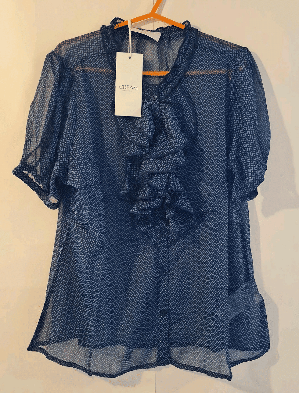 Thumbnail: Cream Kinia Short Sleeves And Ruffles Blouse Size UK 14 Brand New