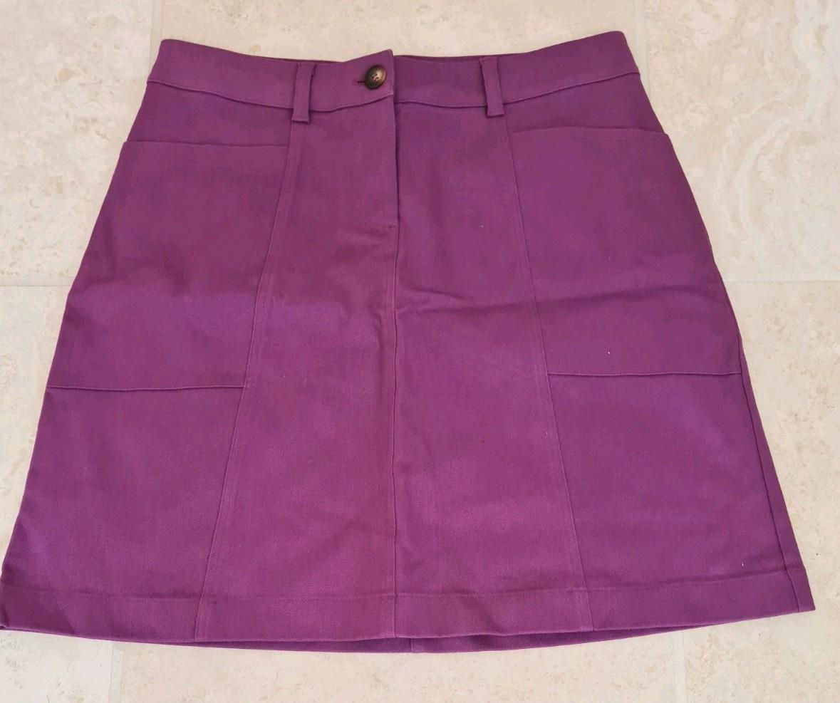Boden Ladies COTTON Chino Mini Skirt Burgundy Size UK 12R Brand New Sample S3