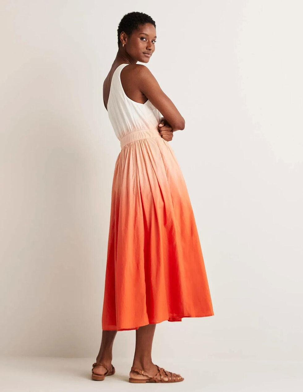 Thumbnail: Boden One Shoulder Midi Dress Firecracker Dip Dye Size Uk 14 Perfect D0414 D26