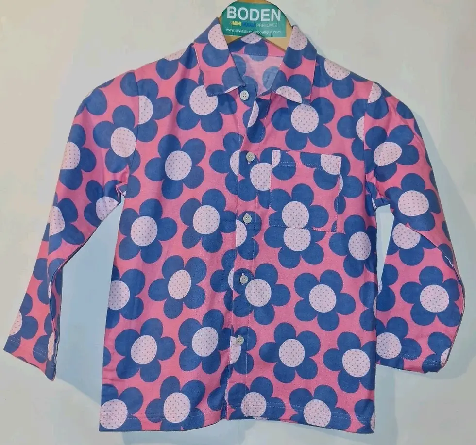 MINI BODEN GIRLS LONG SLEEVE Woven PYJAMA TOP AGE 5-6 YEARS Preloved G9
