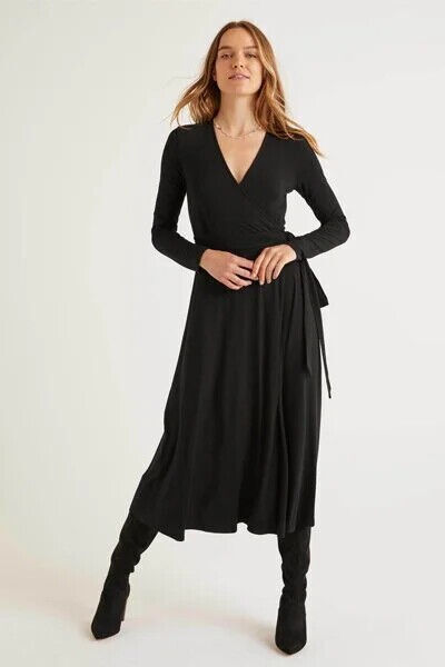 Boden Laurie NAVY jersey wrap MIDI dress RRP£98 SIZE UK 10R BRAND NEW J0514 D17