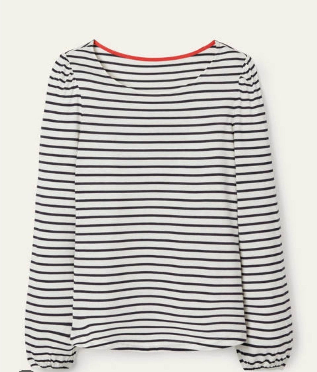 BODEN Supersoft Long Sleeve Ivory/Navy Stripe SIZE UK 10 BRAND NEW J0847 T1