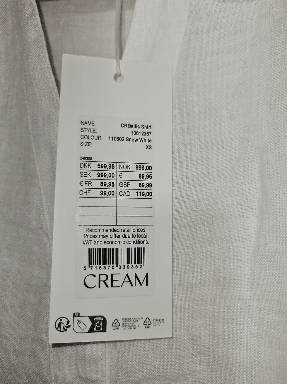 Thumbnail: Cream Ladies Off white linen Relaxed shirt Size XS Brand New