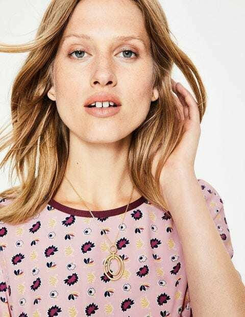 Thumbnail: BODEN Hi-Lo Hem Top Milkshake Flower Press W0190 RRP £65 SIZE UK 14 BRAND NEW T9