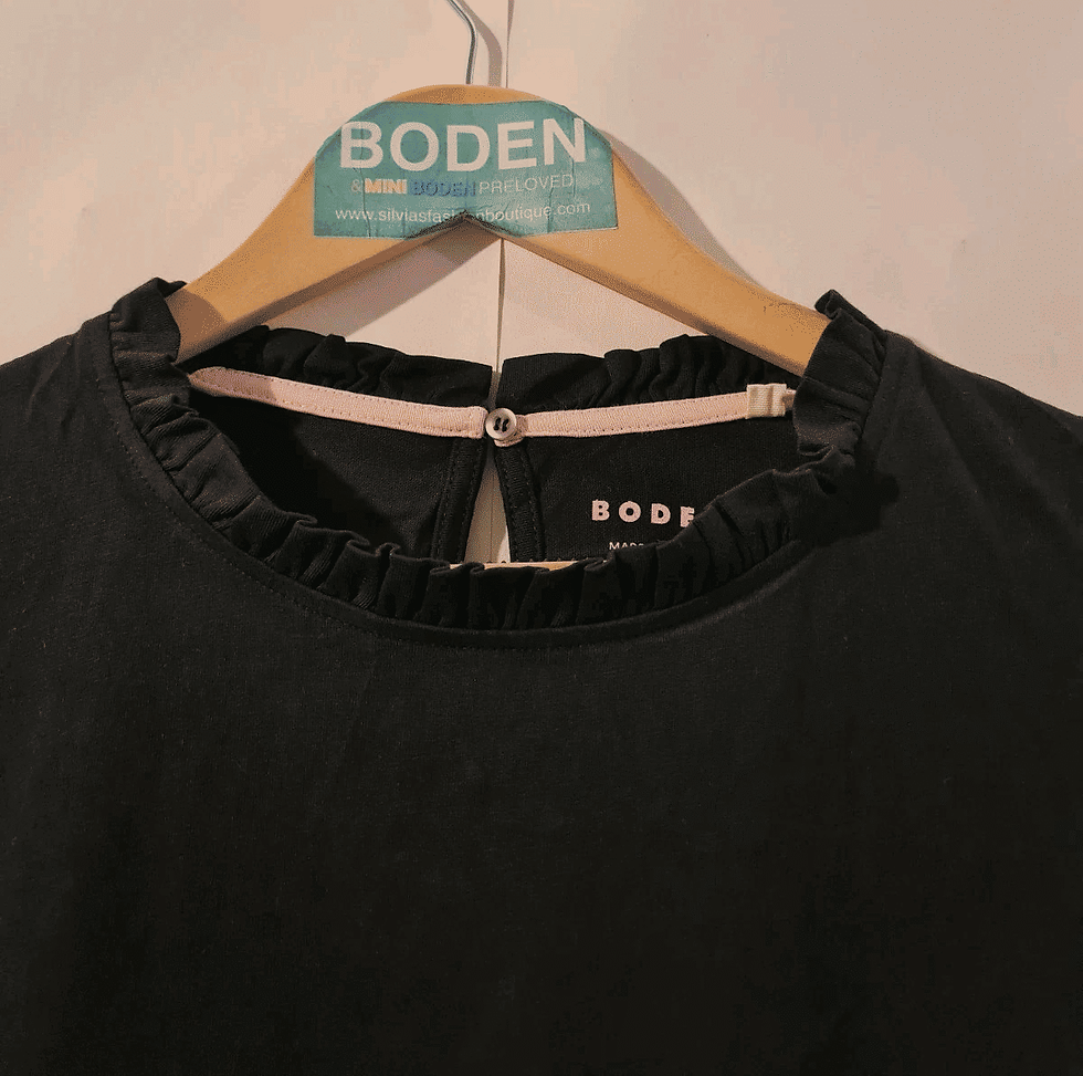 Thumbnail: BODEN Supersoft Frill Detail Top Black T1052 Size UK 18 Brand New A14