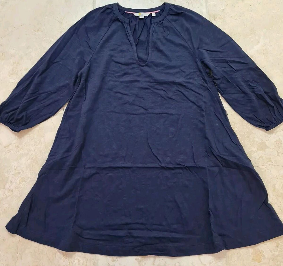 Thumbnail: Boden Ladies Jersey Navy Dress Size Uk 12R Brand New Sample No Belt D43