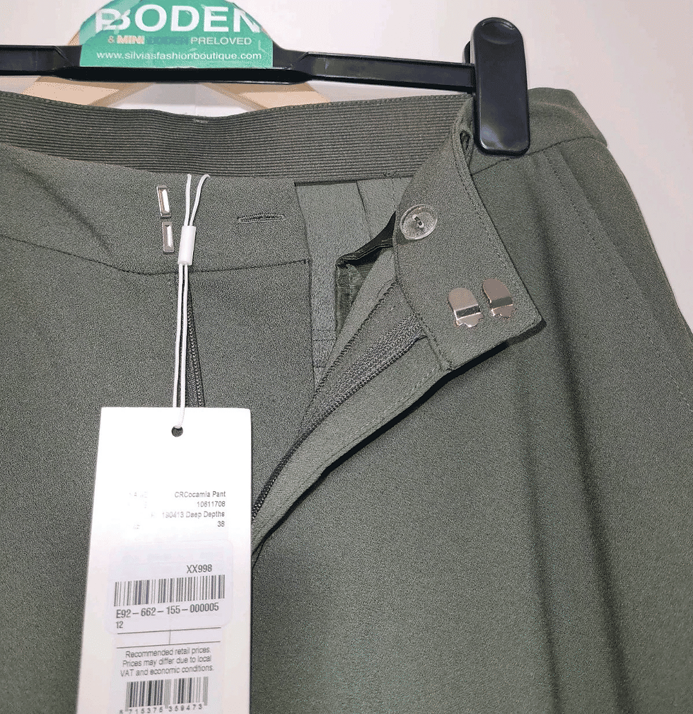 Thumbnail: CREAM Ladies Cocamia Trousers Khaki Green Size UK 12 Brand New