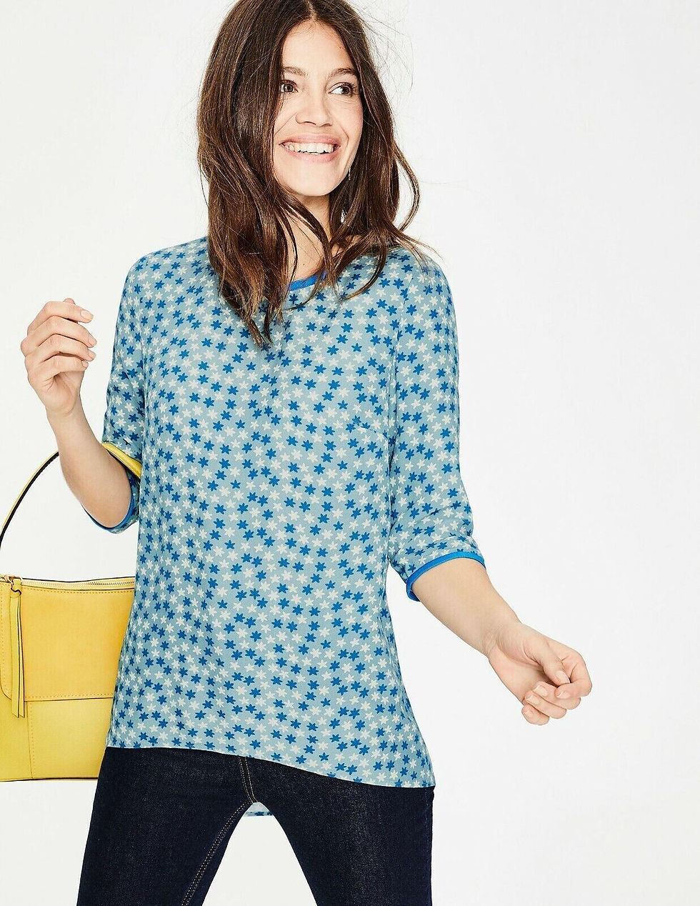 Thumbnail: Boden Heritage Blue Hi-Lo Hem Top Scattered Stars  UK 8 BRAND NEW T3