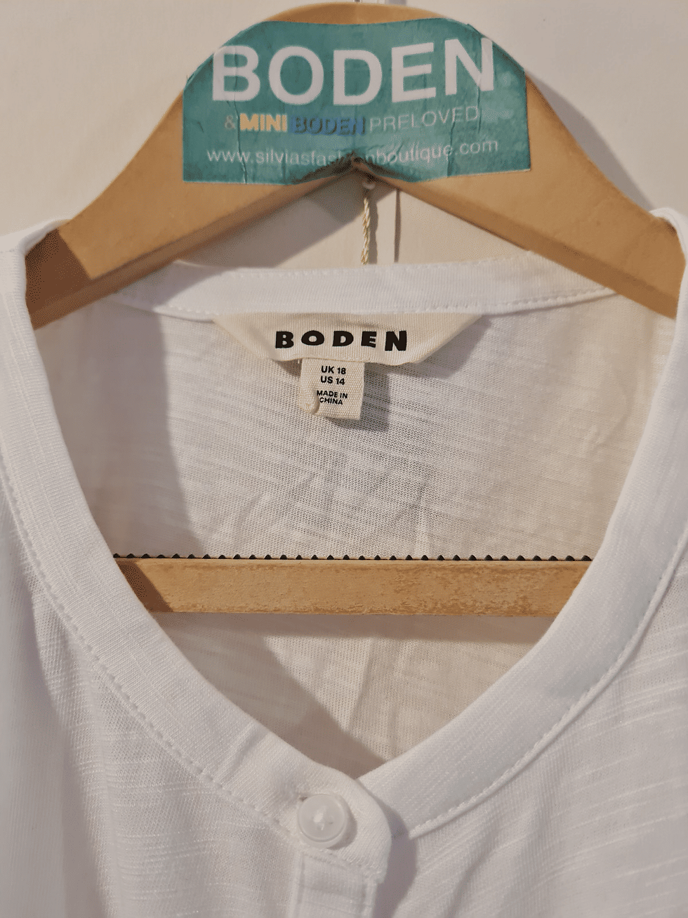 Thumbnail: BODEN Dolly Puff Sleeve Jersey Shirt White Size UK 18 Brand New A24