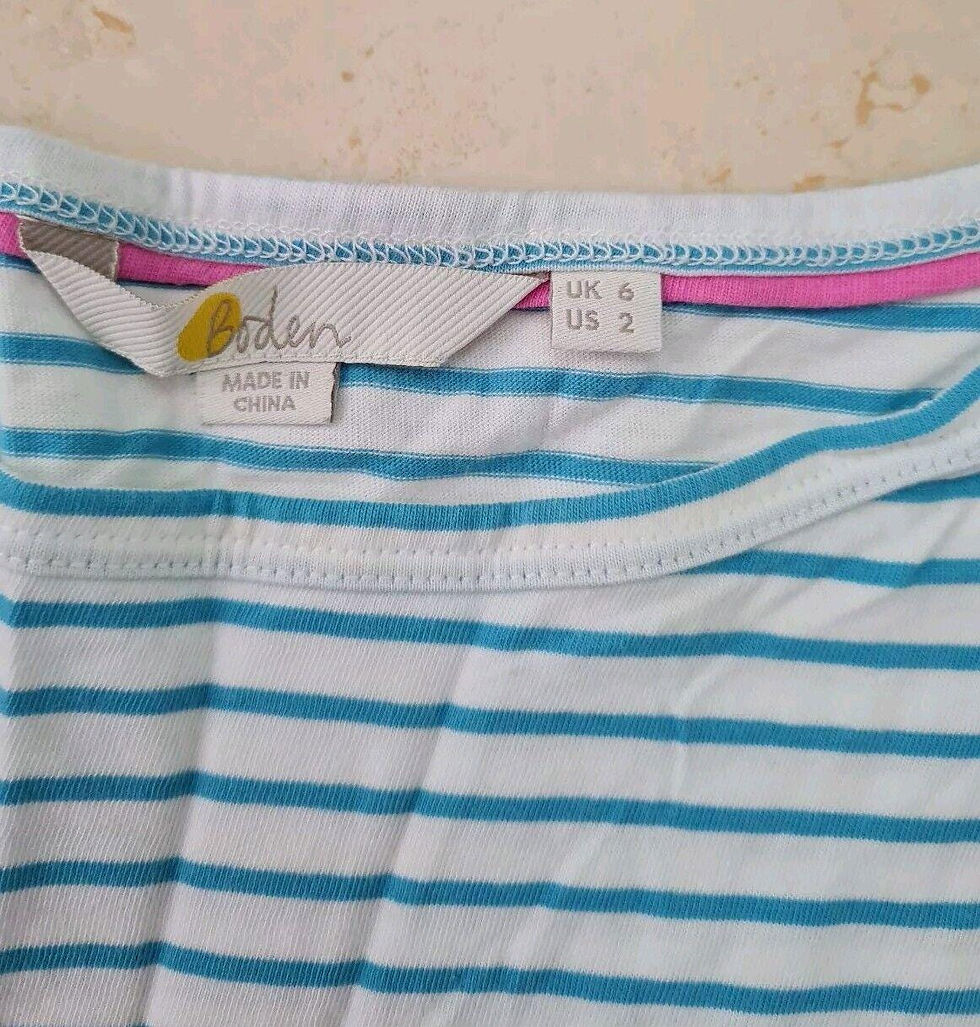 Thumbnail: Boden Ladies Short Sleeve Top Multi Stripe Size Uk 6 PRELOVED T5