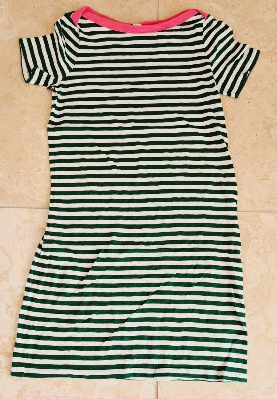 BODEN Georgia Jersey T-Shirt Dress Ivory/FOREST J0606 RRP£45 UK 8R BRAND NEW D54