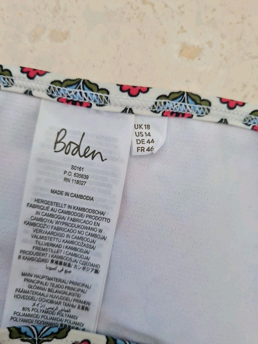 Thumbnail: Boden Symi String Bikini Bottoms Floral S0161 Size UK 18 Brand New B2