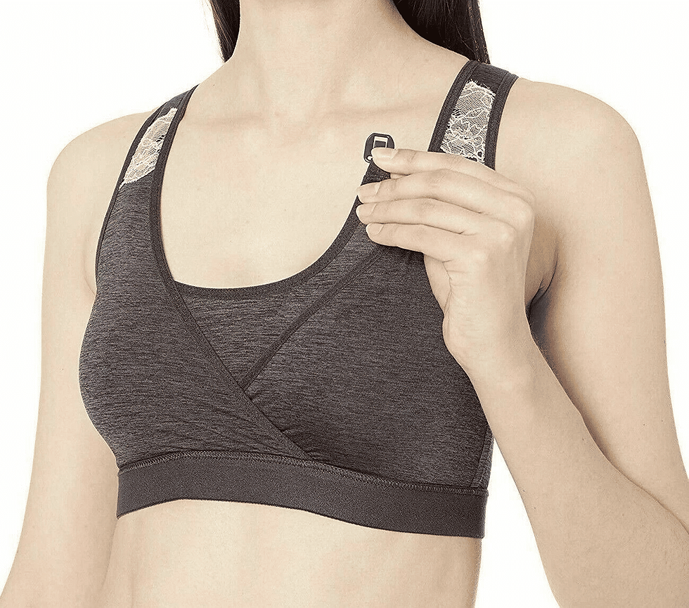 Thumbnail: Freya Chi Nursing Bra Size S Grey Maternity Drop Cup Crop Top Pink Lace 3901 L6