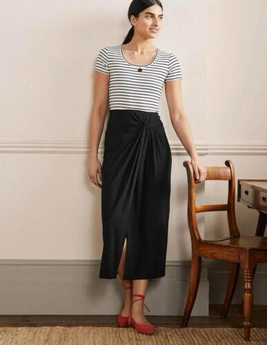 Thumbnail: Boden Knot Waist Jersey Midi Skirt Navy R0137 Size Uk 10R Brand New S1