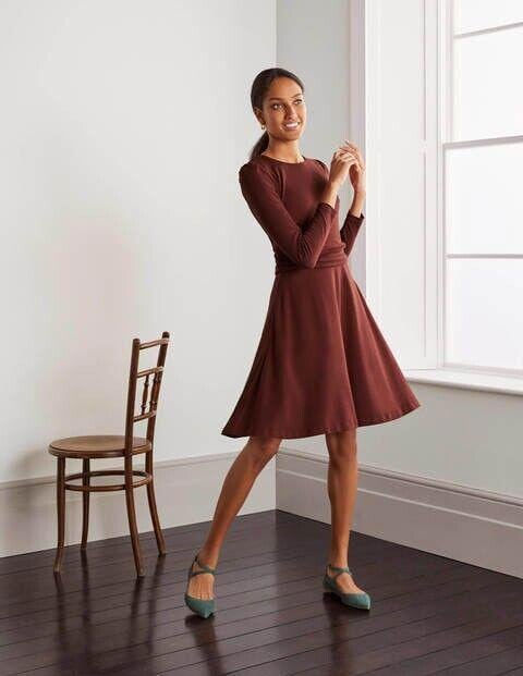 Boden Maggie Ponte Dress Maroon Size Uk 8R J0817 Brand New D36