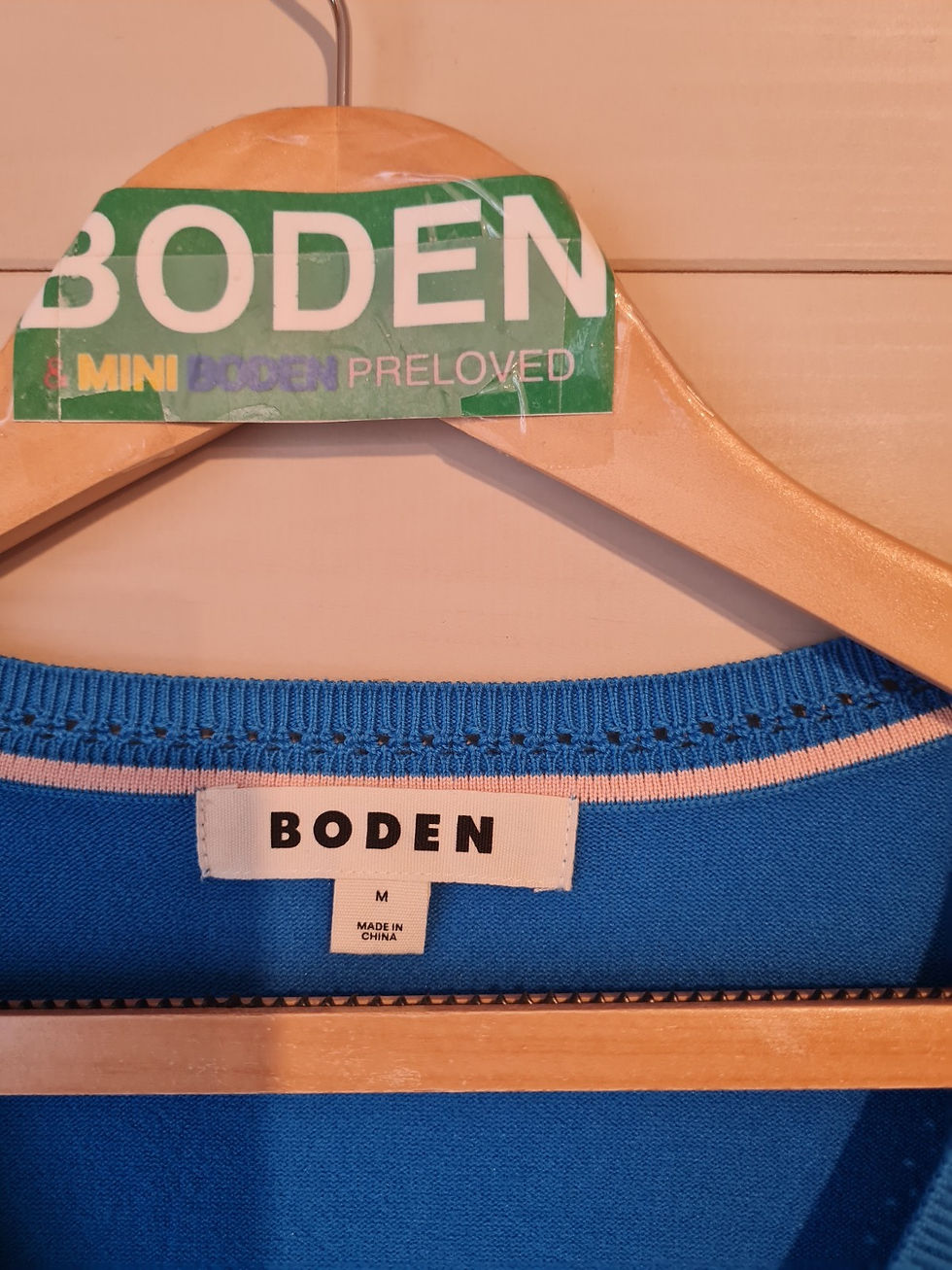 Thumbnail: Boden Catriona Cotton V-Neck Jumper Blue K0831 Size M Preloved A6