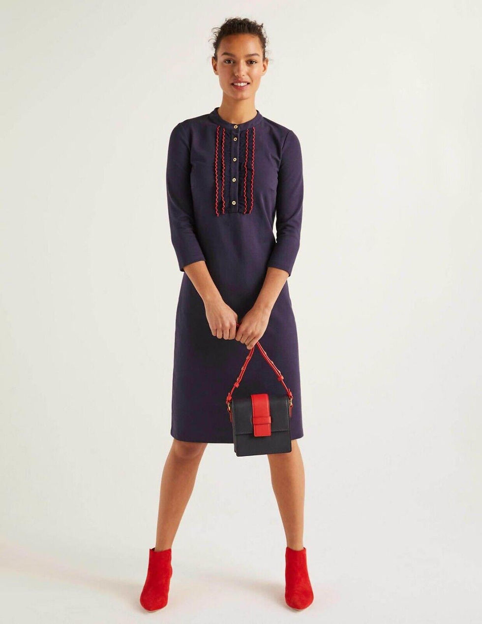 Thumbnail: Boden Florence Ponte Shift Dress Navy J0599 Size Uk 8L Brand New Sample T10