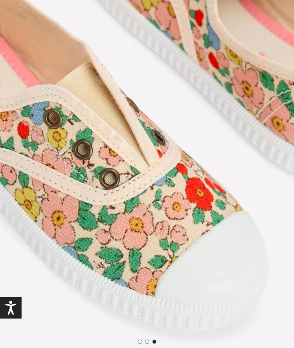 Thumbnail: Mini Boden Girls Laceless Canvas Pull-ons Blue Floral Size 11.5-30 Brand New H5