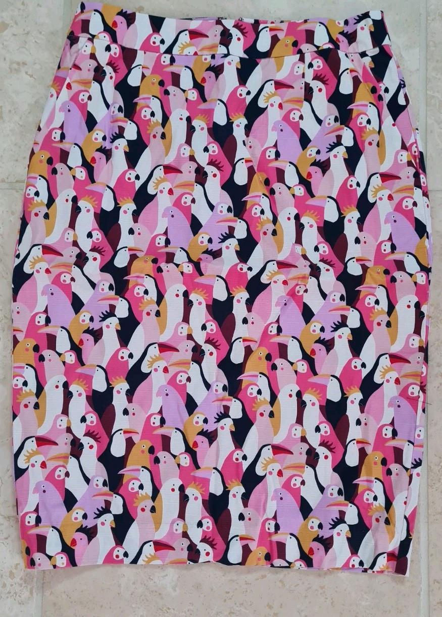 Thumbnail: Boden Tropical Bird Print Skirt Uk Size 8 Fully Lined Brand New Sample S4