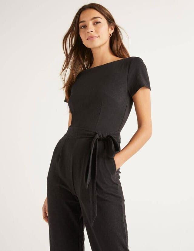 Thumbnail: Boden Tia Scoop Back Jersey Jumpsuit Black Size Uk 8L Brand New J0648 Sample P3