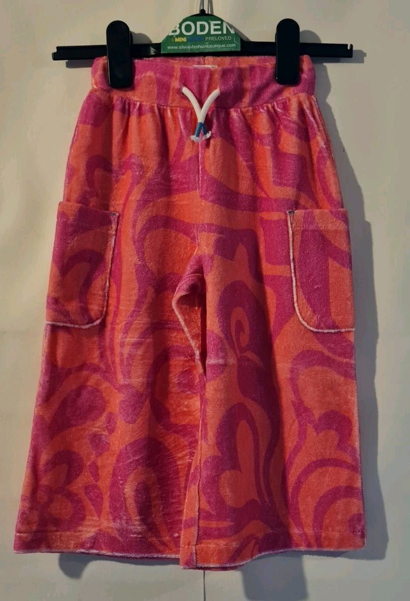 Thumbnail: Mini Boden Girls Printed Towelling Cargo Trousers Pink 4 Years Brand New  G14