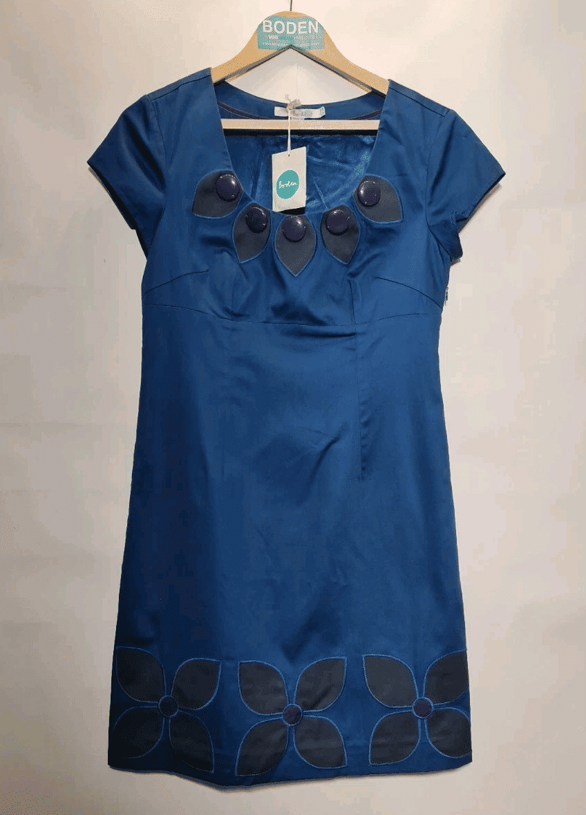 Thumbnail: Boden Teal Blue lined dress Size UK 10P  A9