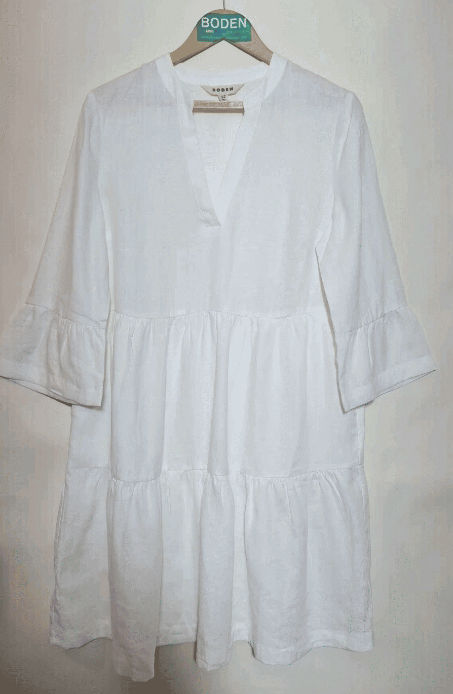 Thumbnail: BODEN Sophia Linen Short Dress White RRP £115 D0855 UK 22R Brand New A16