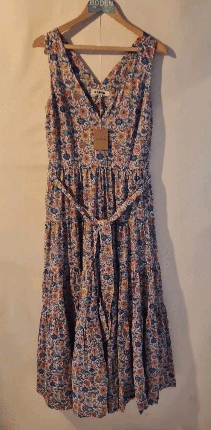 Thumbnail: BODEN Cotton Tiered Midi Dress RRP £135 D0986 Size UK 12R Brand New A17